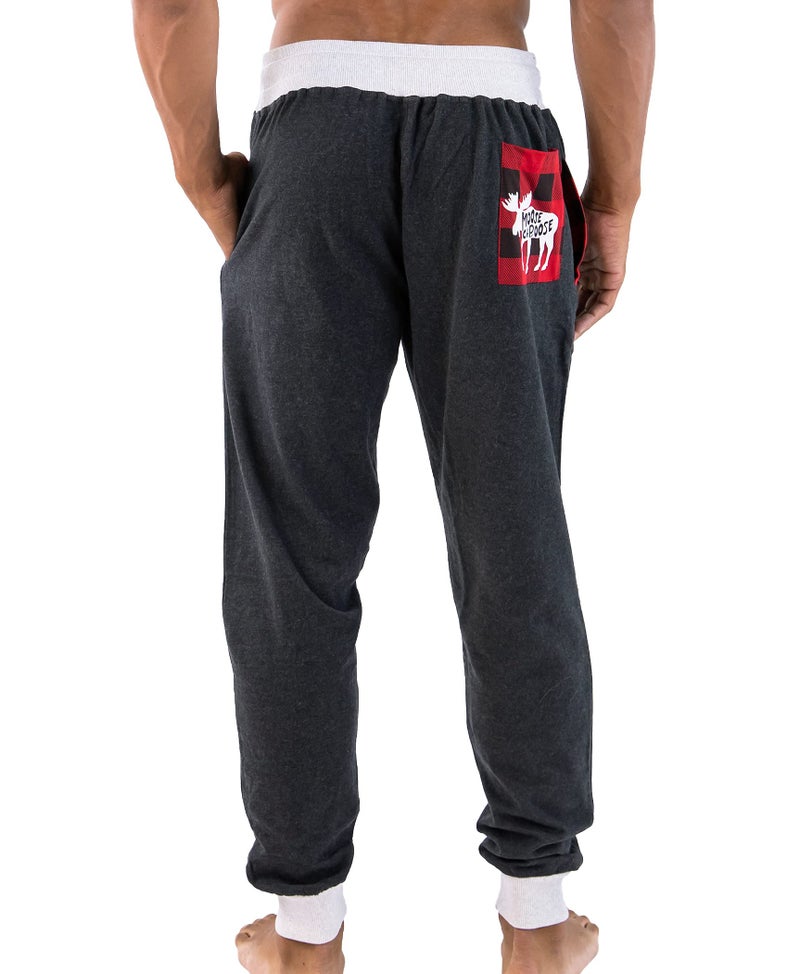 Lazy One Men's Jogger Sweatpants, Cozy, Warm, Pockets, Moose Caboose (Large) - Image 1